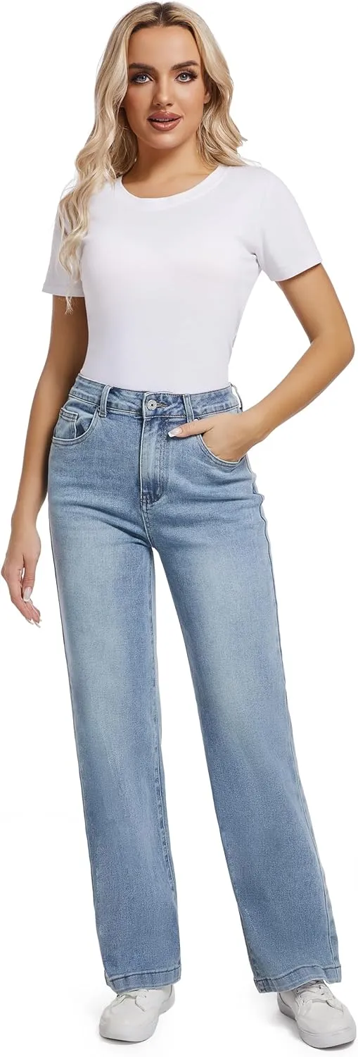 Women Jeans High Waist Trendy Tummy Casual Control Jeans Y2k Boyfriends Straight Jeans for Women