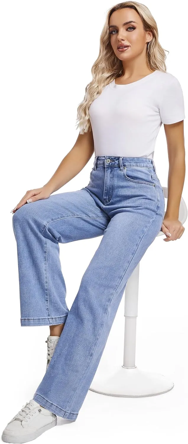 Women Jeans High Waist Trendy Tummy Casual Control Jeans Y2k Boyfriends Straight Jeans for Women