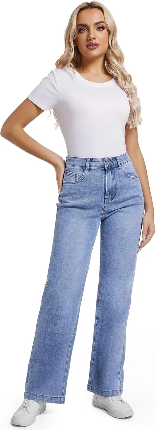 Women Jeans High Waist Trendy Tummy Casual Control Jeans Y2k Boyfriends Straight Jeans for Women
