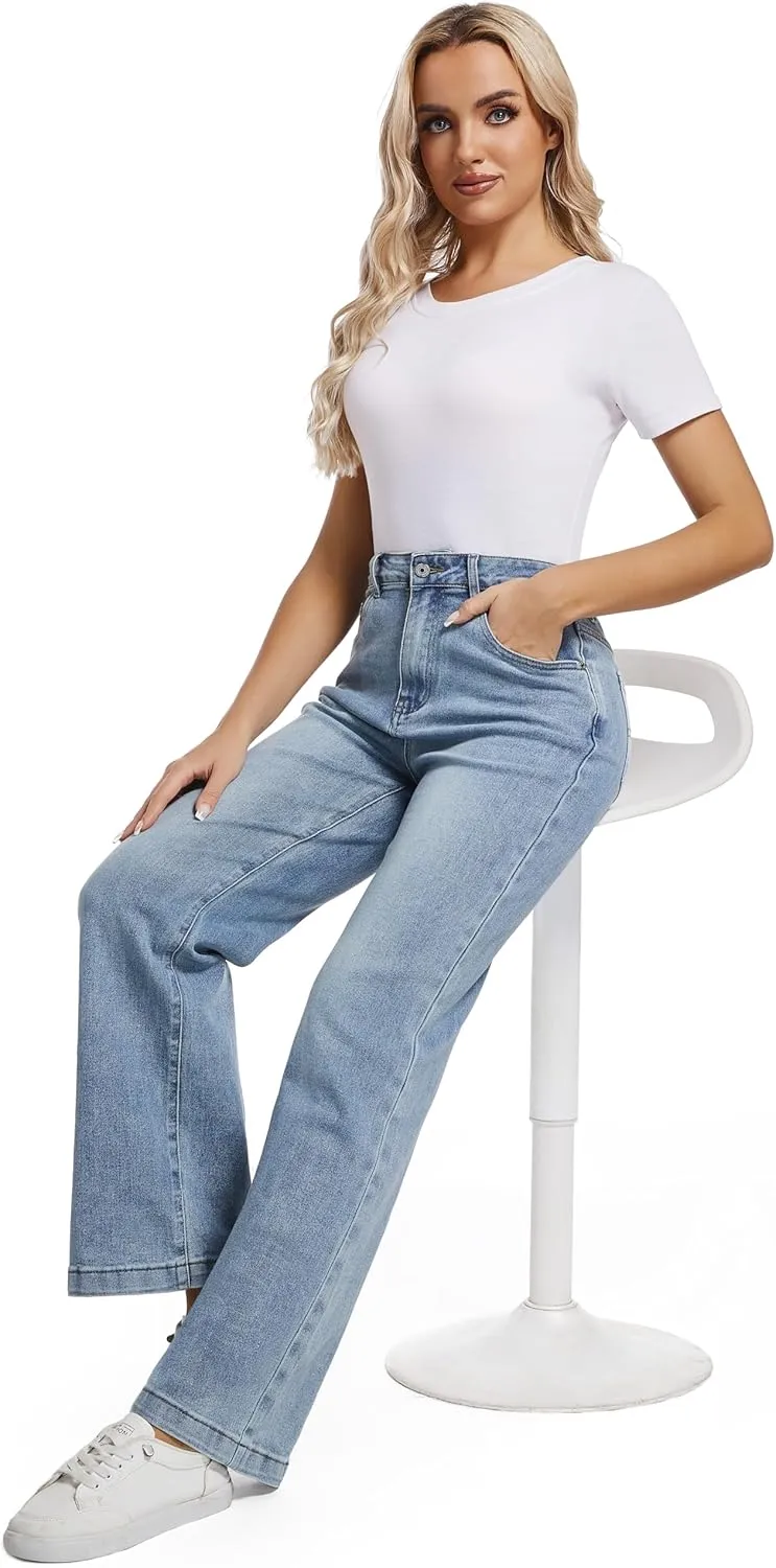 Women Jeans High Waist Trendy Tummy Casual Control Jeans Y2k Boyfriends Straight Jeans for Women