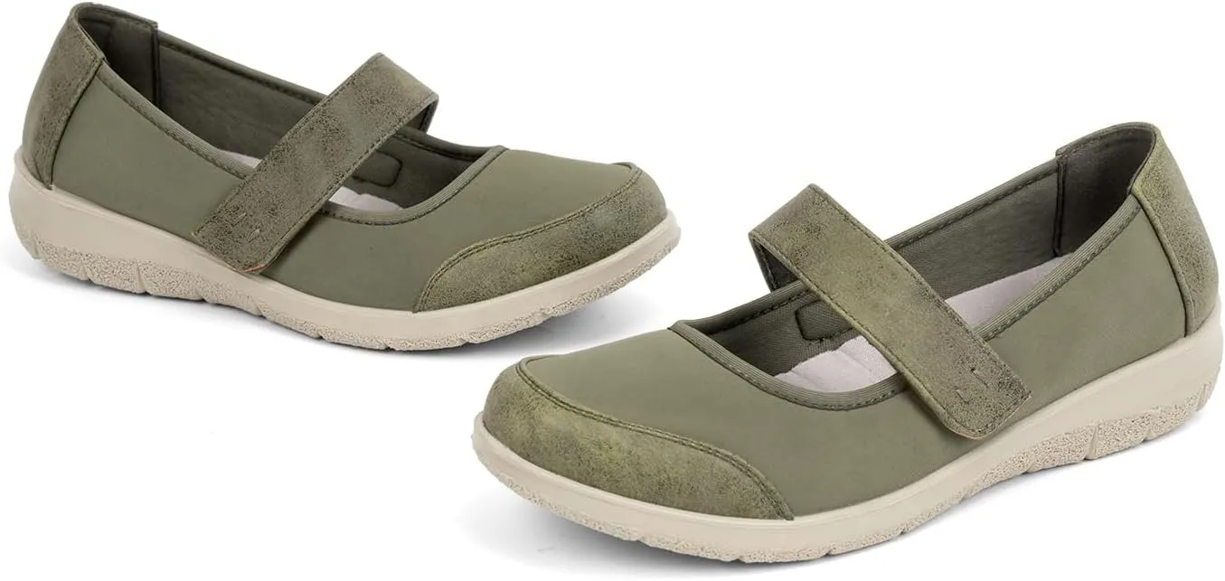 Women Orthopedic Mary Jane Flats Comfortable Bunions Walking Shoes Round Toe Lightweight Orthotic Shoes with Arch Support