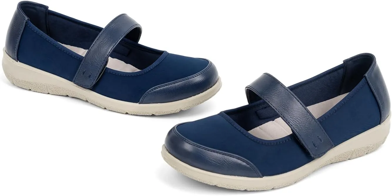 Women Orthopedic Mary Jane Flats Comfortable Bunions Walking Shoes Round Toe Lightweight Orthotic Shoes with Arch Support