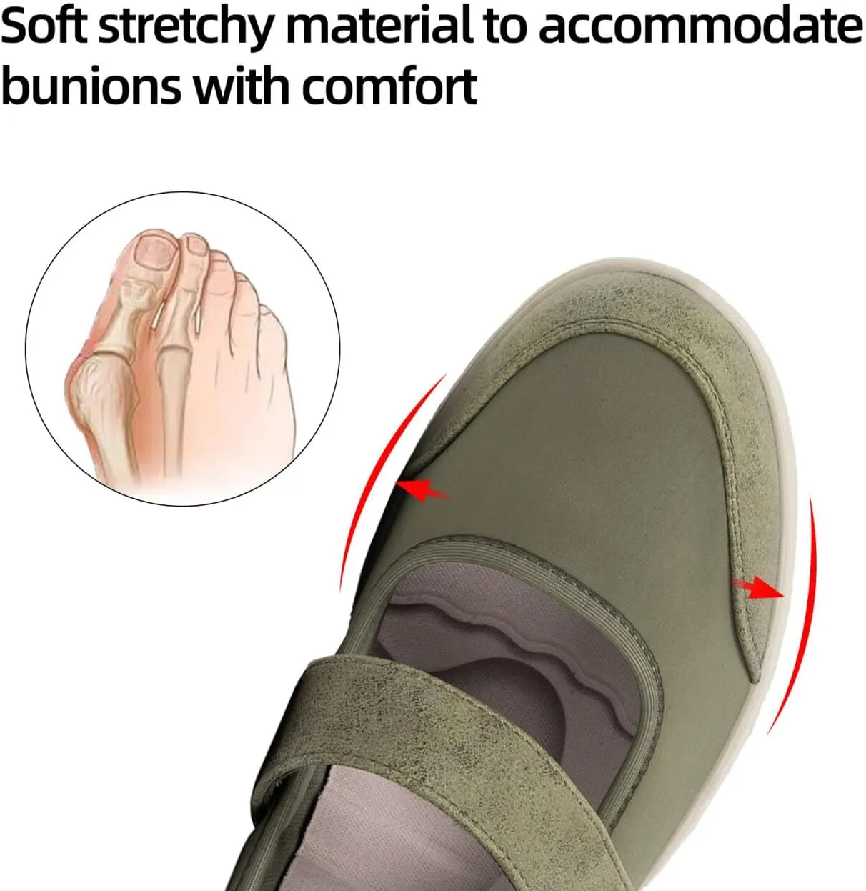 Women Orthopedic Mary Jane Flats Comfortable Bunions Walking Shoes Round Toe Lightweight Orthotic Shoes with Arch Support