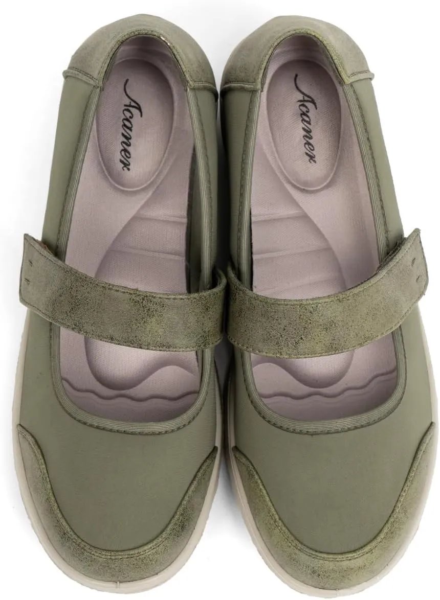 Women Orthopedic Mary Jane Flats Comfortable Bunions Walking Shoes Round Toe Lightweight Orthotic Shoes with Arch Support