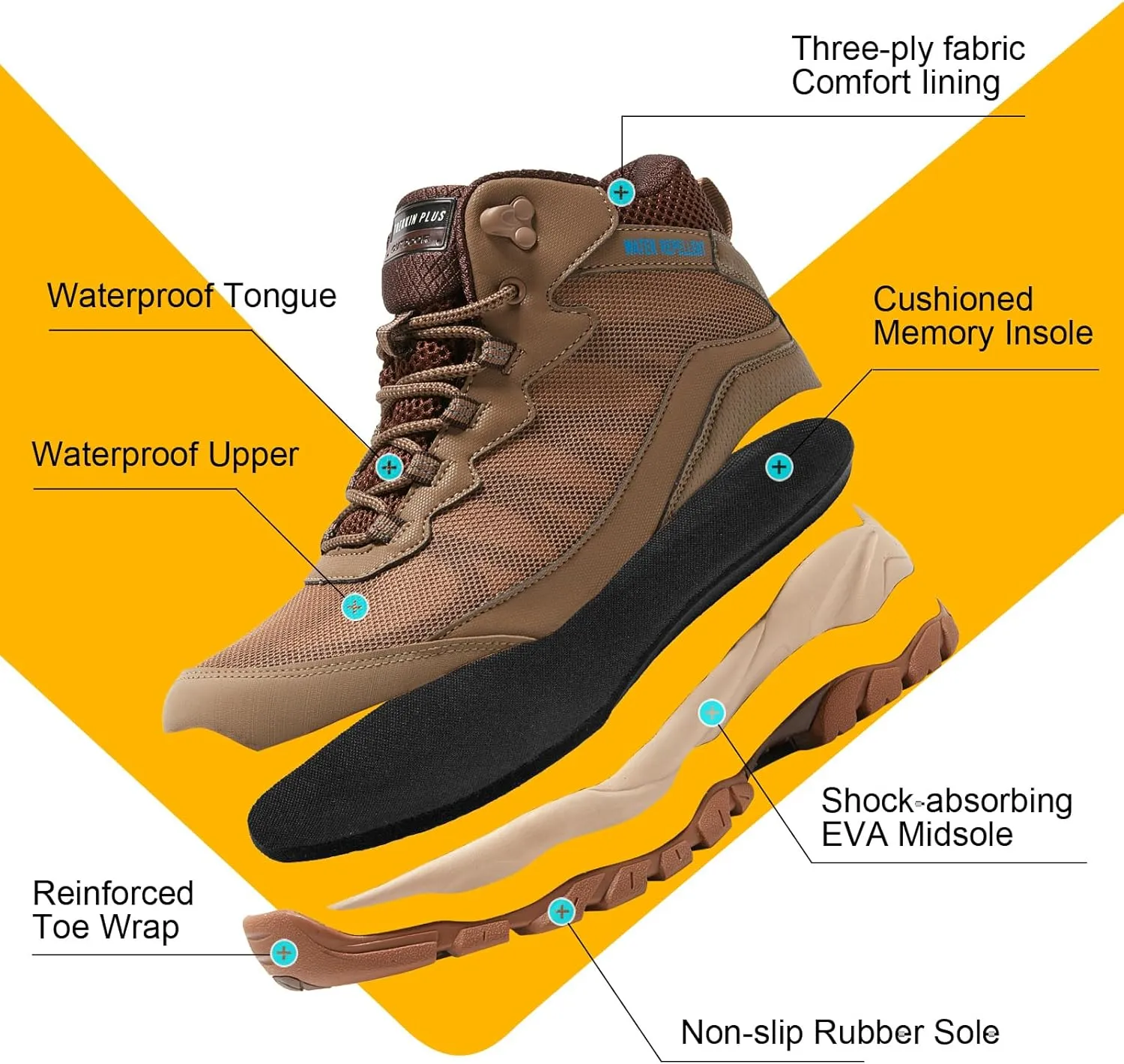 Women Waterproof Hiking Boots Breathable Soft Lined Booties Non Slip Trail Shoes for Outdoor Walking Trekking Camping