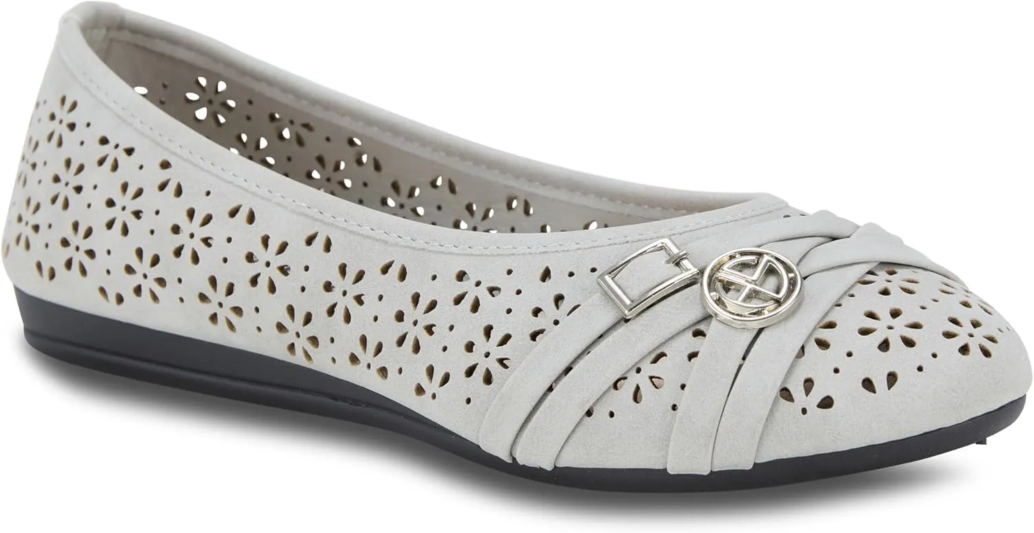Women’s Ballet Flats – Comfortable Slip-On Dress Shoes, Perforated Lightweight Casual Flats for Work & Everyday Wear