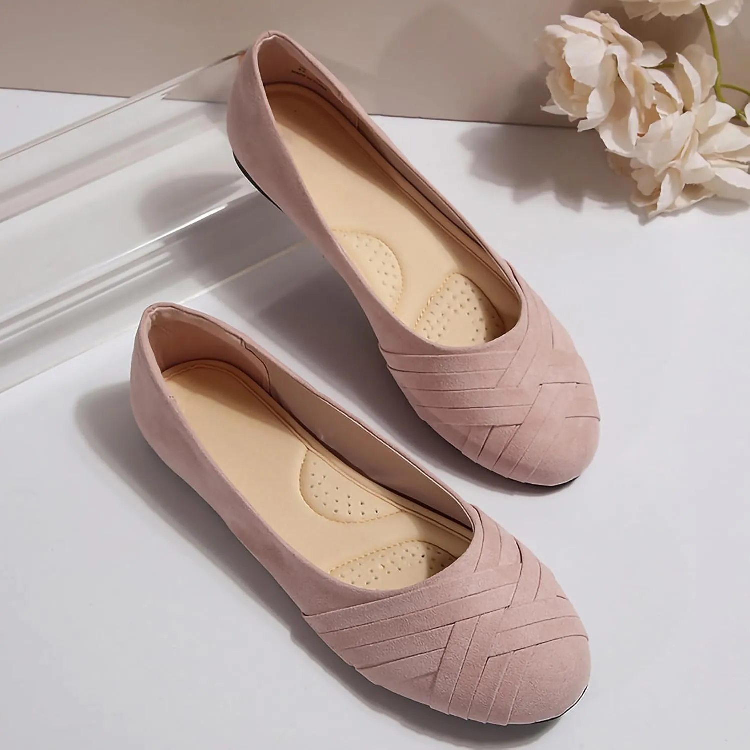 Women's Ballet Flats Shoes, Round Toe Comfort Light Weight Slip-On Dress Shoes