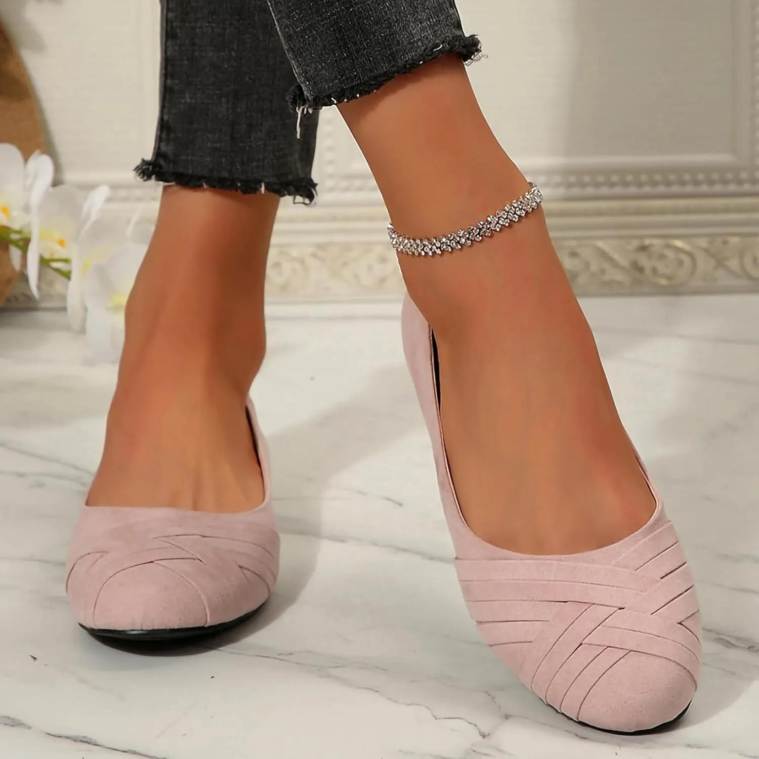 Women's Ballet Flats Shoes, Round Toe Comfort Light Weight Slip-On Dress Shoes