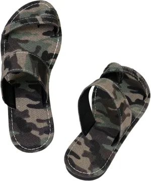 Women'S Beach Sandals Hollow Casual Slippers Flat Shoes Retro Lightweight Camouflage Sandals for Summer