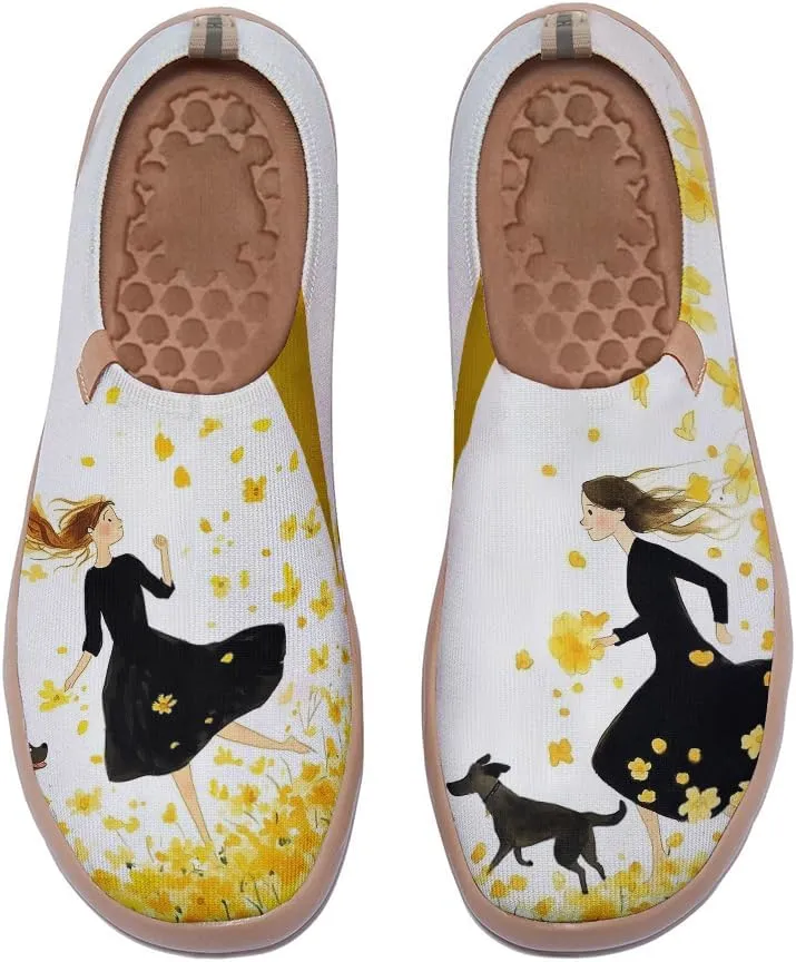 Women's Blossom Slip On Soft Shoes Colorful Comfortable Lightweight Art Travel Sneakers Casual Vibrant Floral Everyday Loafers