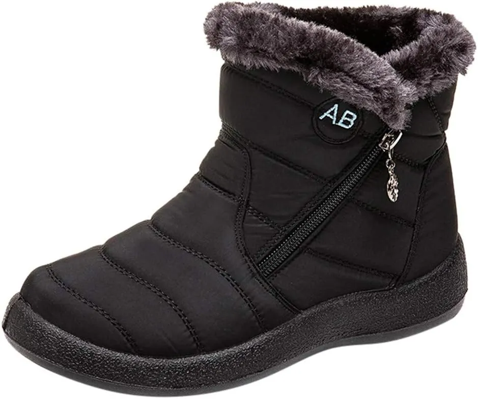 Womens Boots Snow Women's Faux Fur Boot Furry Fluffy Short Snow Boot Mid-Calf Boots Womens Wide Width Snow Boots Tall Zapatos De Mujer Para Nieve Botas De Invierno Para Mujer Con Tacones