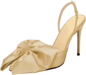Women's Bow-Knot Pointed Toe High Heel Stiletto Pumps Dress Party Ladies Sandals Shoes
