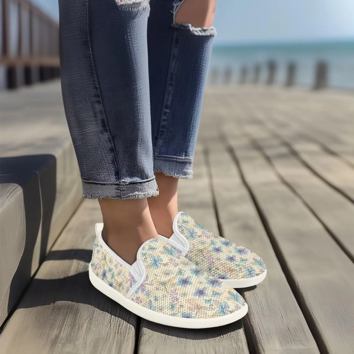 Women's Butterfly Wedding Shoes Wide Toe Walking Flats Leisure Loafers Memory Foam Tennis Shoes
