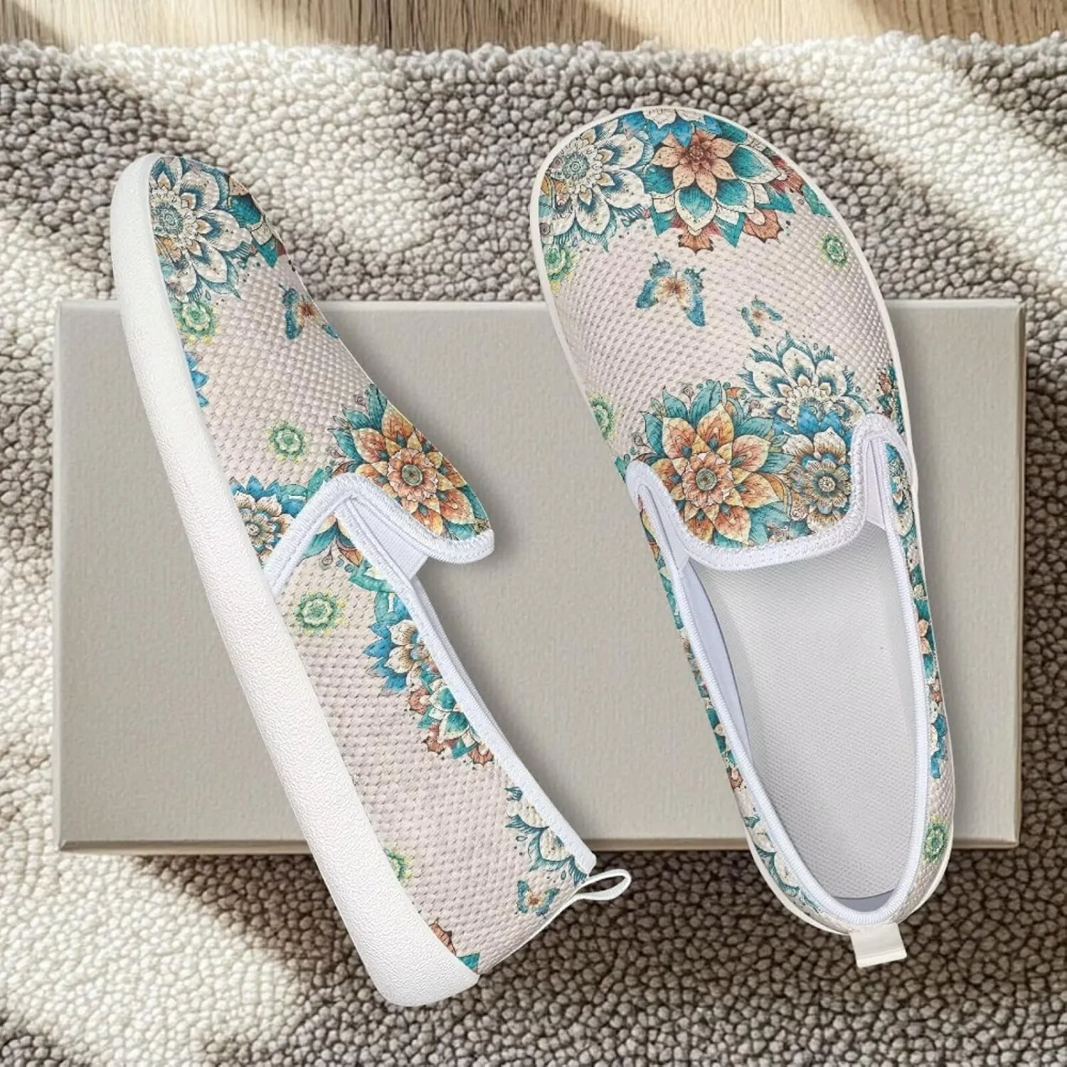 Women's Butterfly Wedding Shoes Wide Toe Walking Flats Leisure Loafers Memory Foam Tennis Shoes
