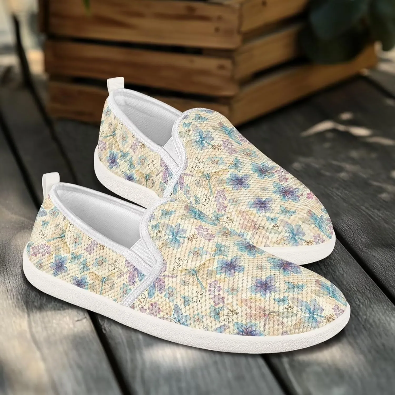 Women's Butterfly Wedding Shoes Wide Toe Walking Flats Leisure Loafers Memory Foam Tennis Shoes