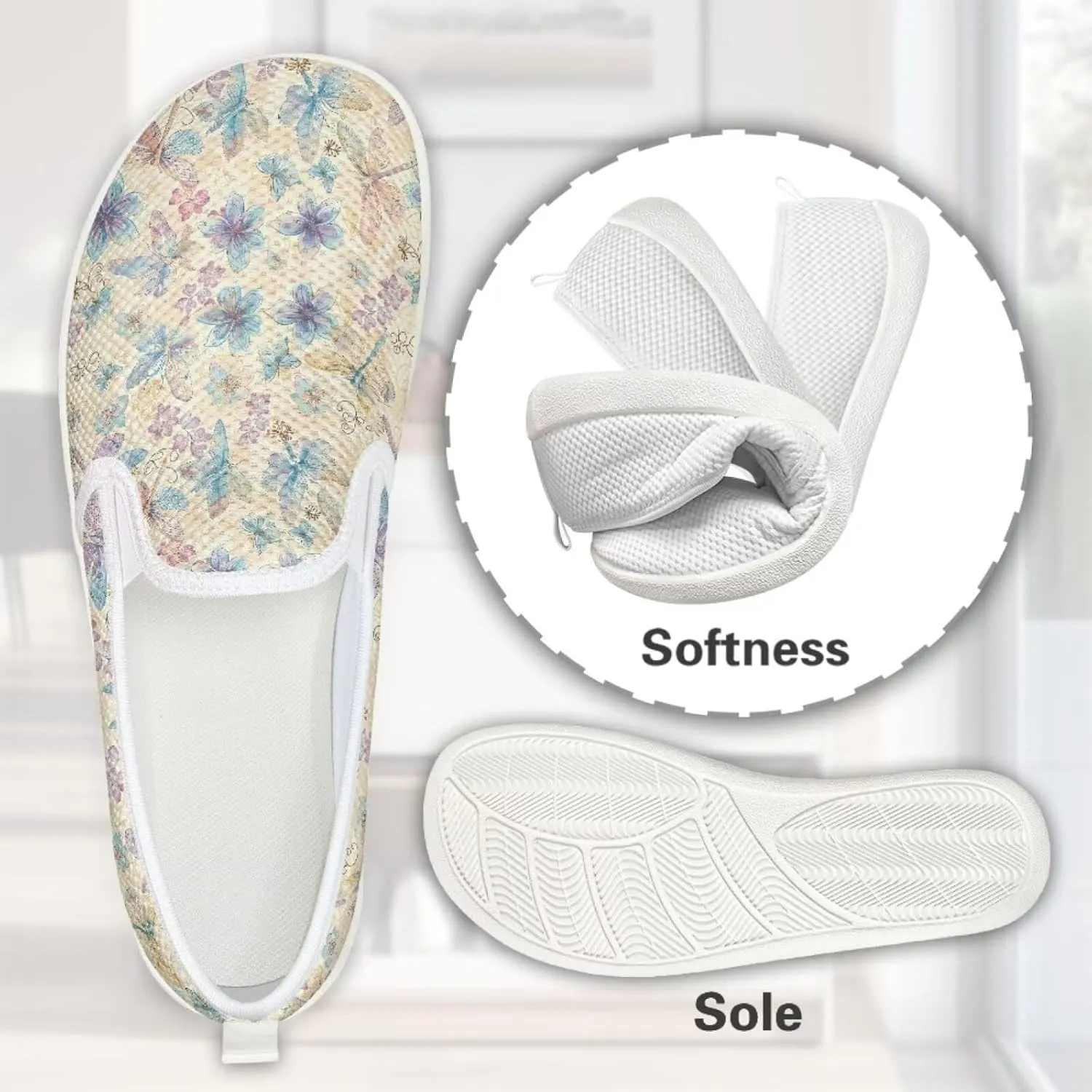 Women's Butterfly Wedding Shoes Wide Toe Walking Flats Leisure Loafers Memory Foam Tennis Shoes