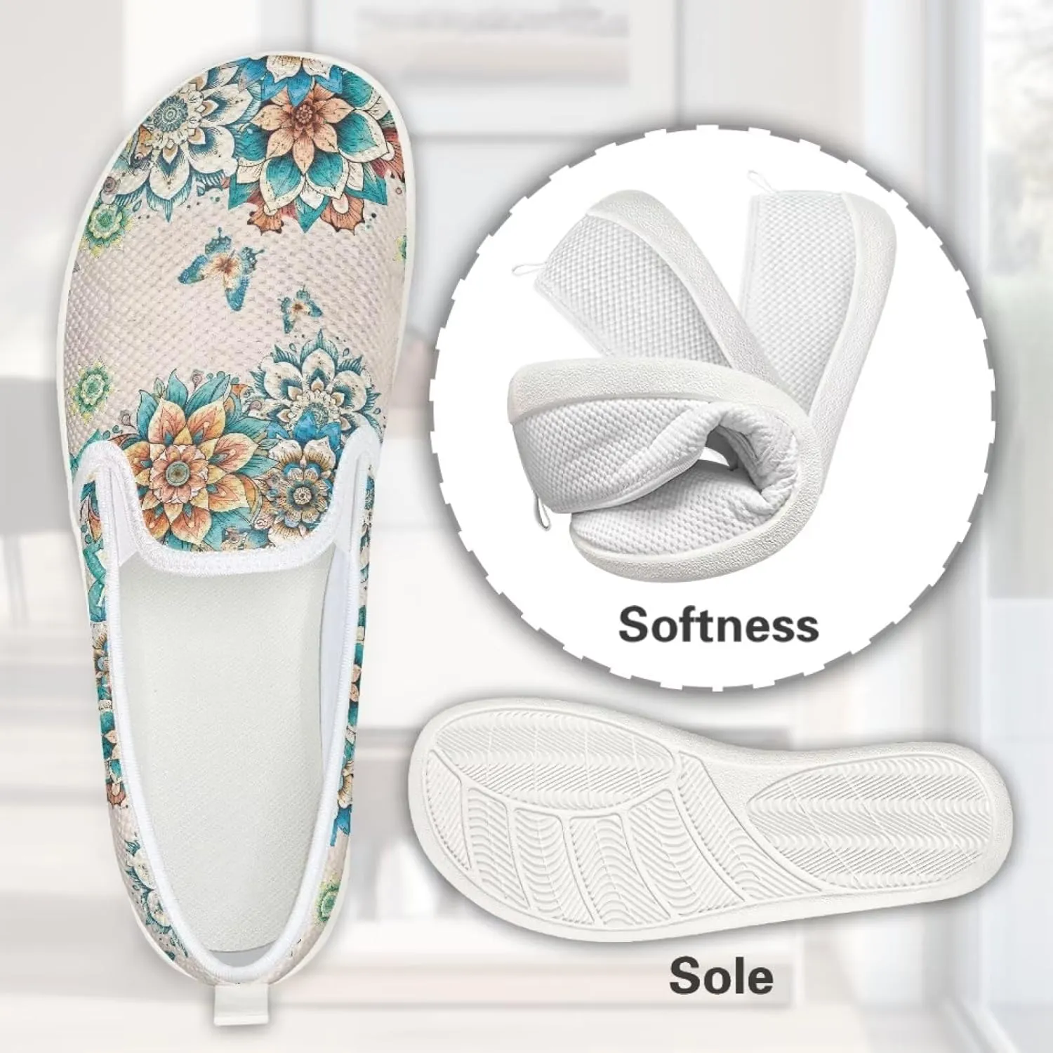 Women's Butterfly Wedding Shoes Wide Toe Walking Flats Leisure Loafers Memory Foam Tennis Shoes