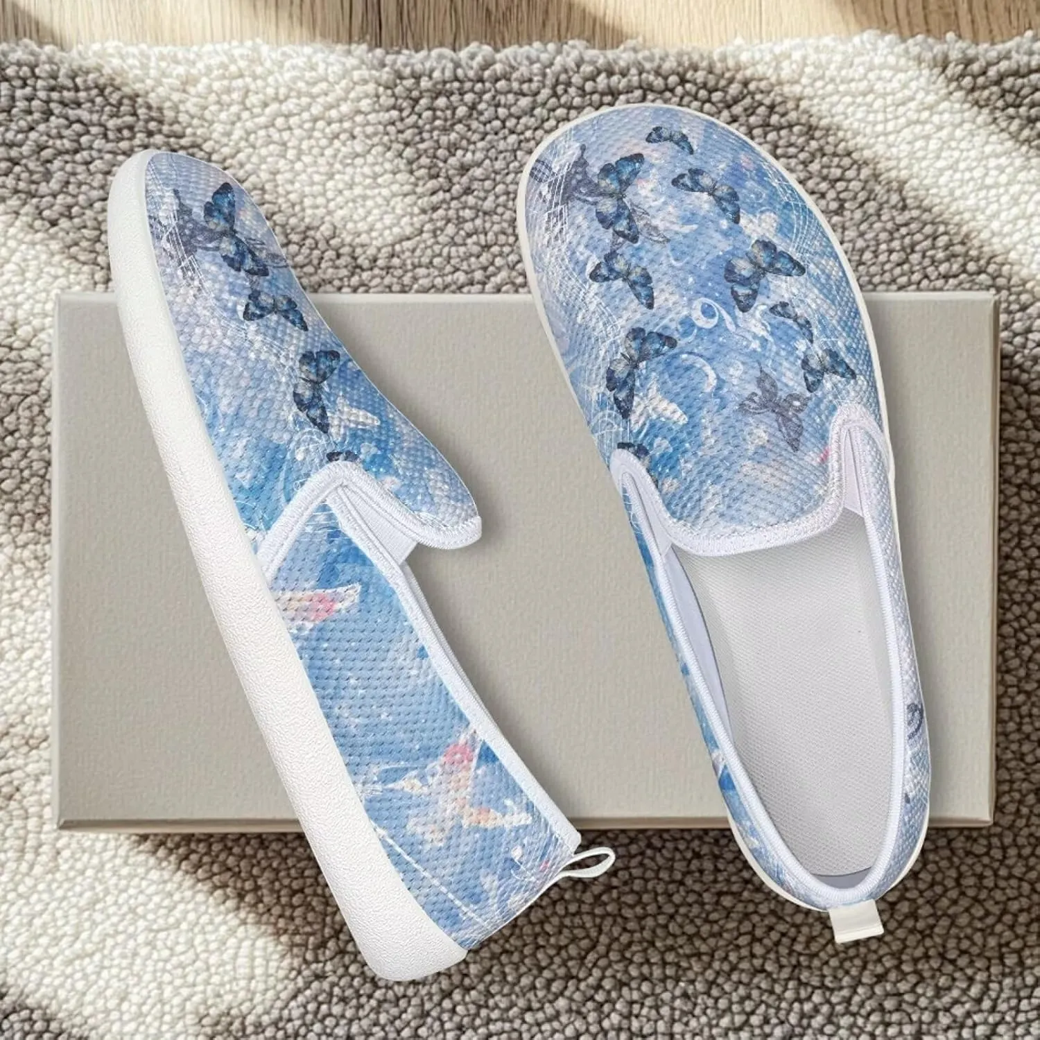 Women's Butterfly Wedding Shoes Wide Toe Walking Flats Leisure Loafers Memory Foam Tennis Shoes