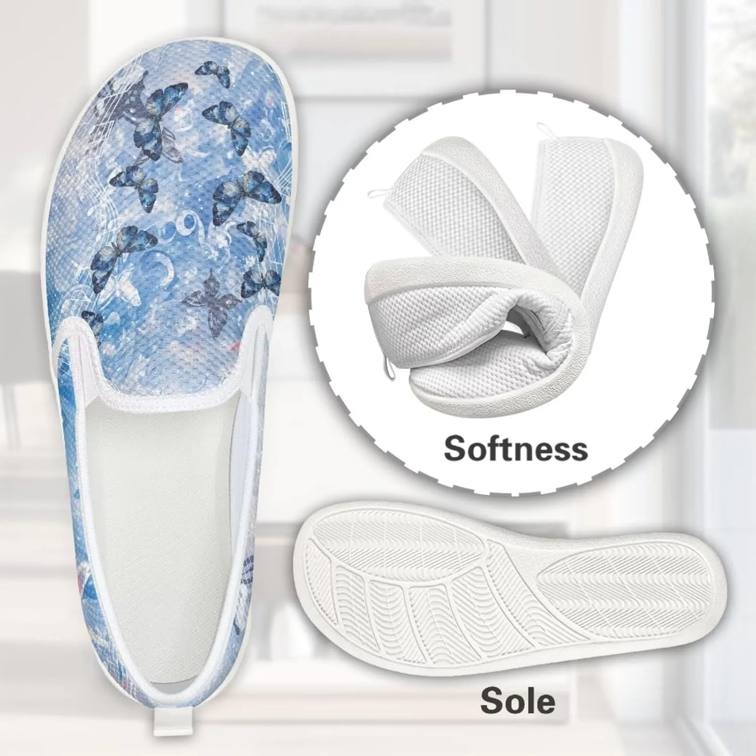 Women's Butterfly Wedding Shoes Wide Toe Walking Flats Leisure Loafers Memory Foam Tennis Shoes