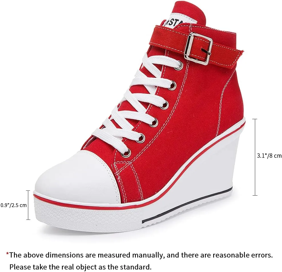 Women's Canvas High-Heeled Shoes Fashion Sneakers Casual Shoes for Walking Platform Wedges Pump Shoes