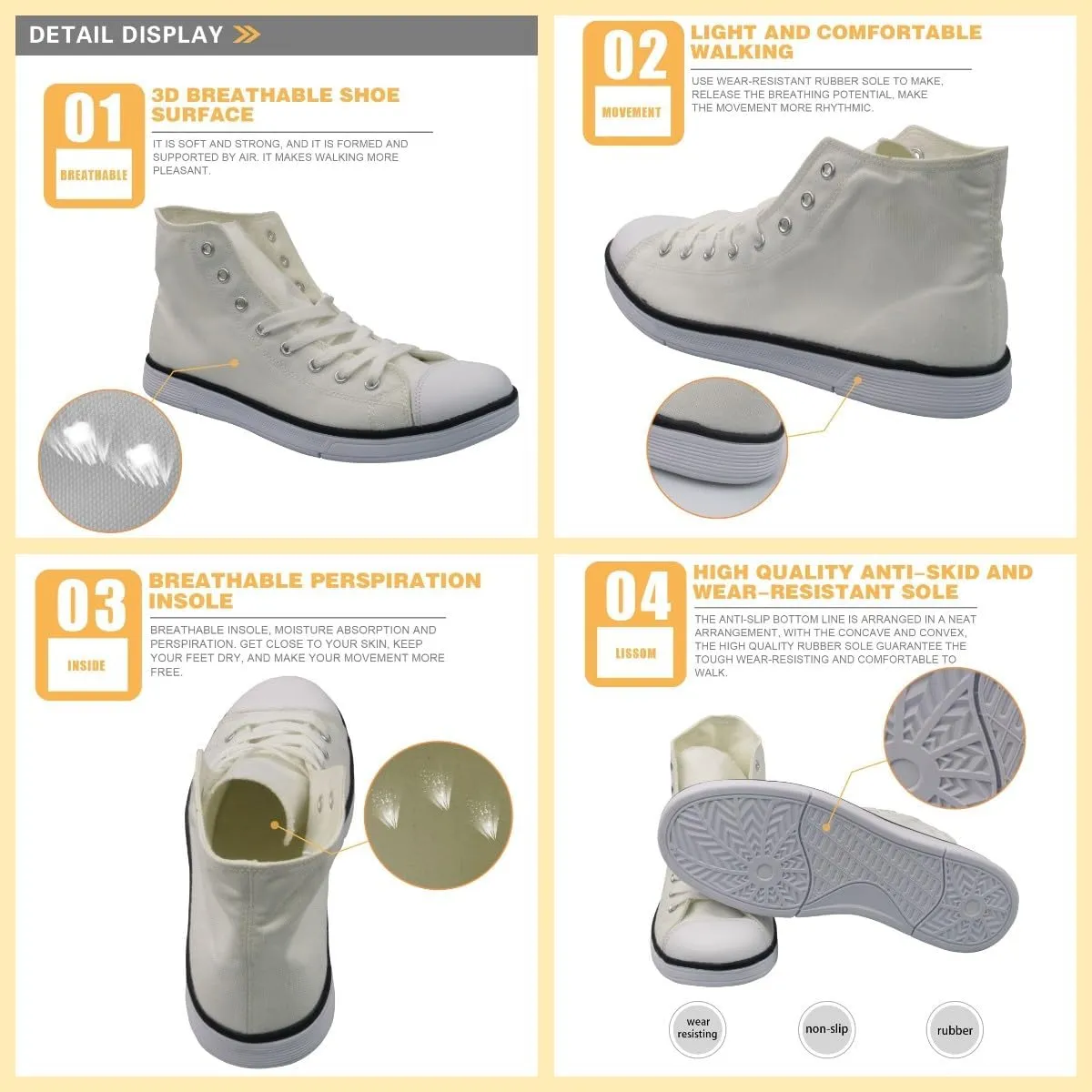 Womens Canvas Shoes High Top Sneakers for Women Classic Lace Up Walking Shoes Personalized Girls Walking Shoes