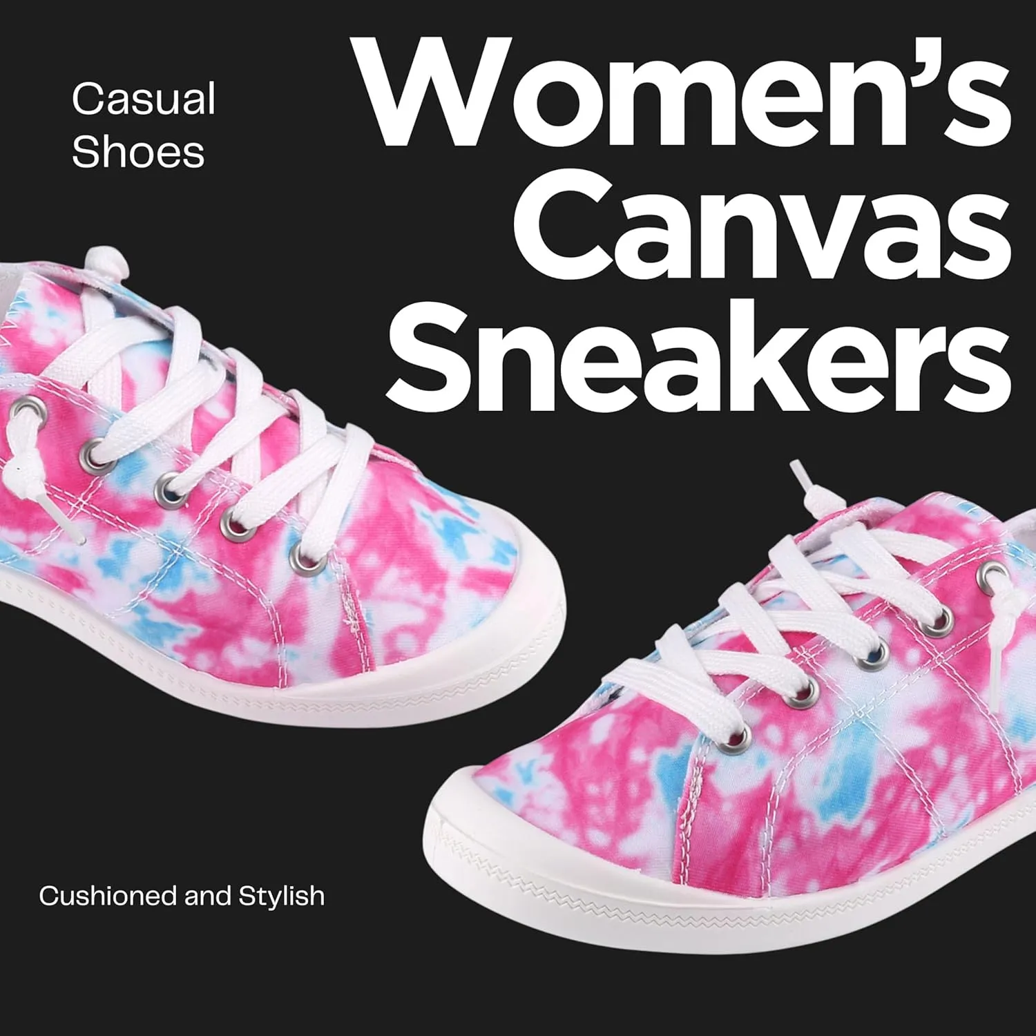 Women's Canvas Sneaker Shoes Low Top Lace Up Fashion Sneakers Casual Slip On Walking Shoes