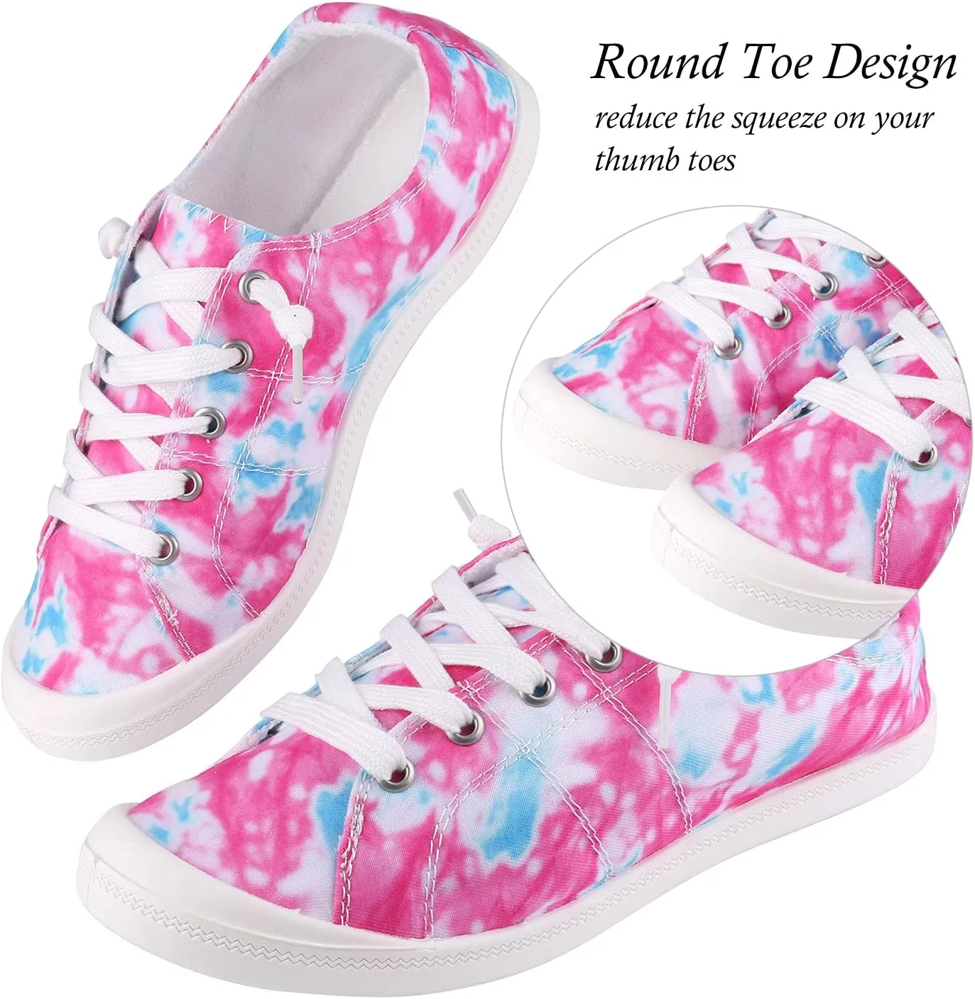 Women's Canvas Sneaker Shoes Low Top Lace Up Fashion Sneakers Casual Slip On Walking Shoes
