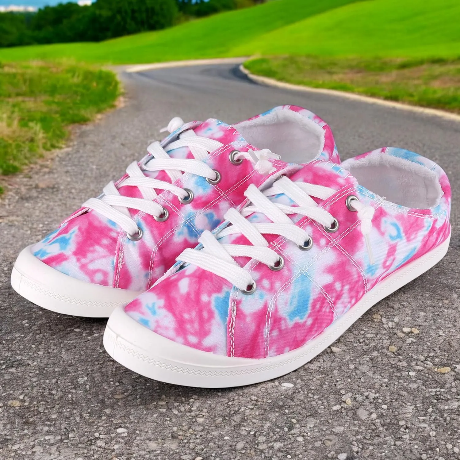 Women's Canvas Sneaker Shoes Low Top Lace Up Fashion Sneakers Casual Slip On Walking Shoes