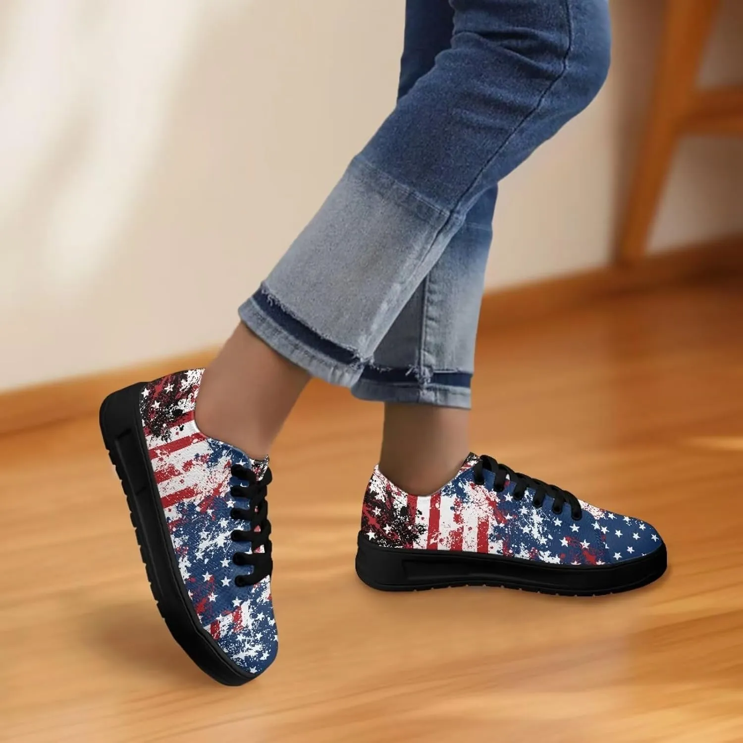 Women's Casual Canvas Sneakers Comfortable Low Top Walking Shoes Classic Lightweight Tennis Shoes Fashion Sneakers