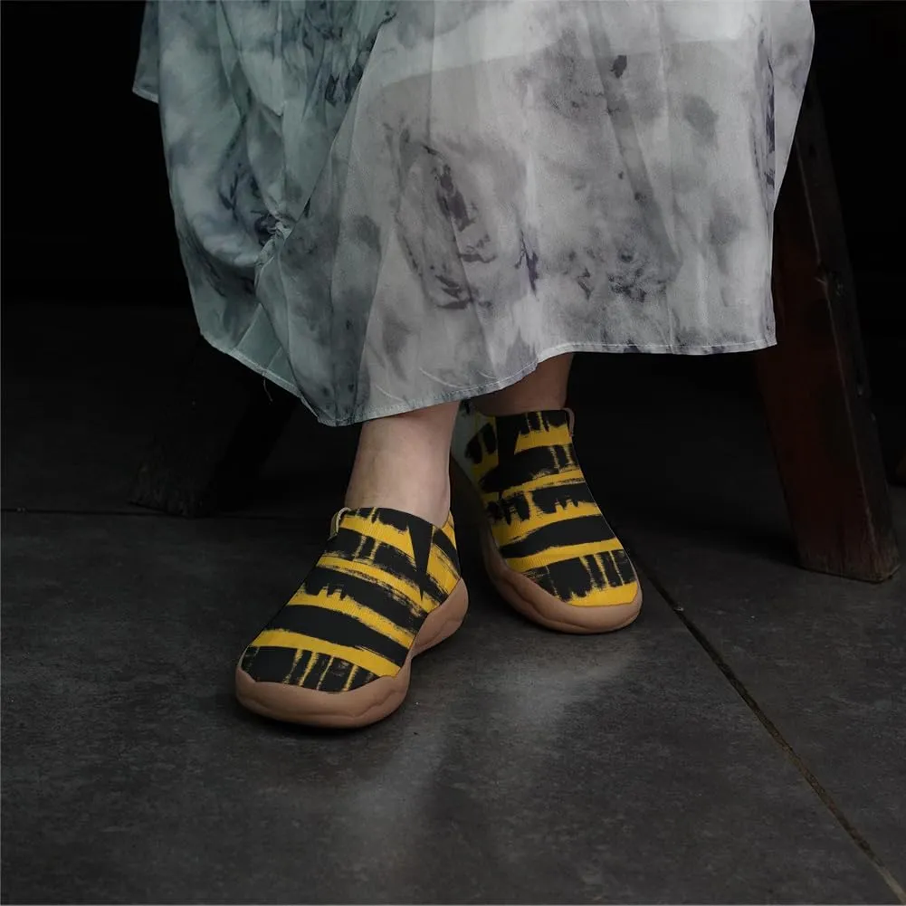 Women's Casual Knitted Shoes Art Painted Slip On Loafers, Lightweight Comfort Walking Sneakers