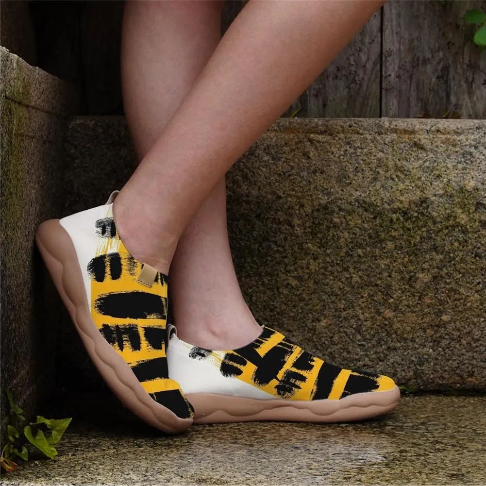 Women's Casual Knitted Shoes Art Painted Slip On Loafers, Lightweight Comfort Walking Sneakers