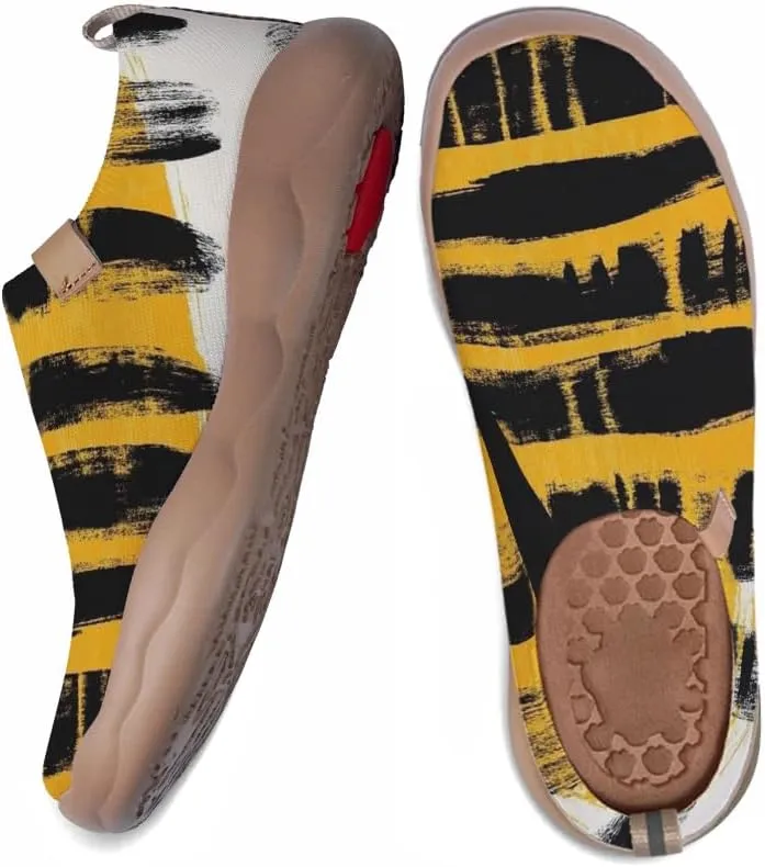 Women's Casual Knitted Shoes Art Painted Slip On Loafers, Lightweight Comfort Walking Sneakers