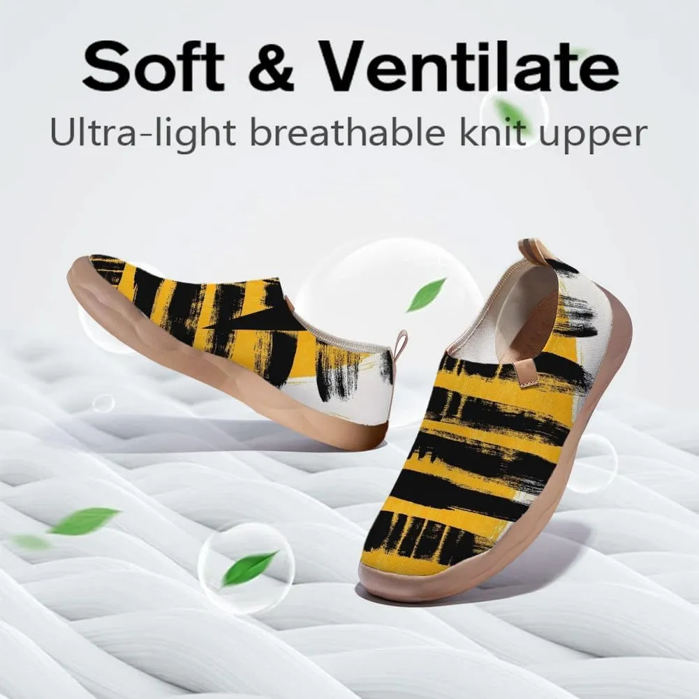 Women's Casual Knitted Shoes Art Painted Slip On Loafers, Lightweight Comfort Walking Sneakers