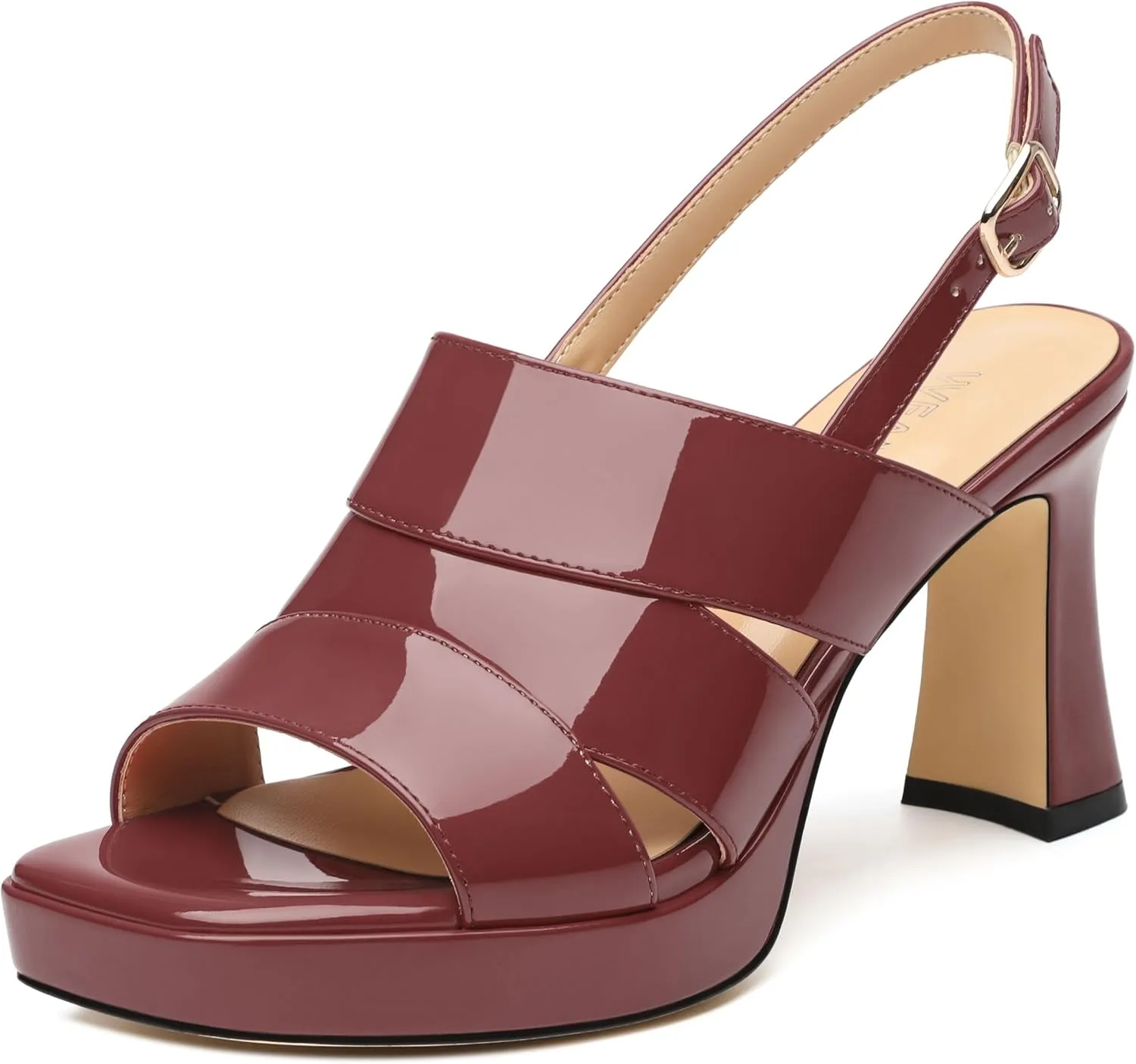 Womens Chunky Block Platform High Heels,Square Open Toe Strappy Heel Sandals for Women, Wedding Party Prom Fashion Slingback Dress Sandals