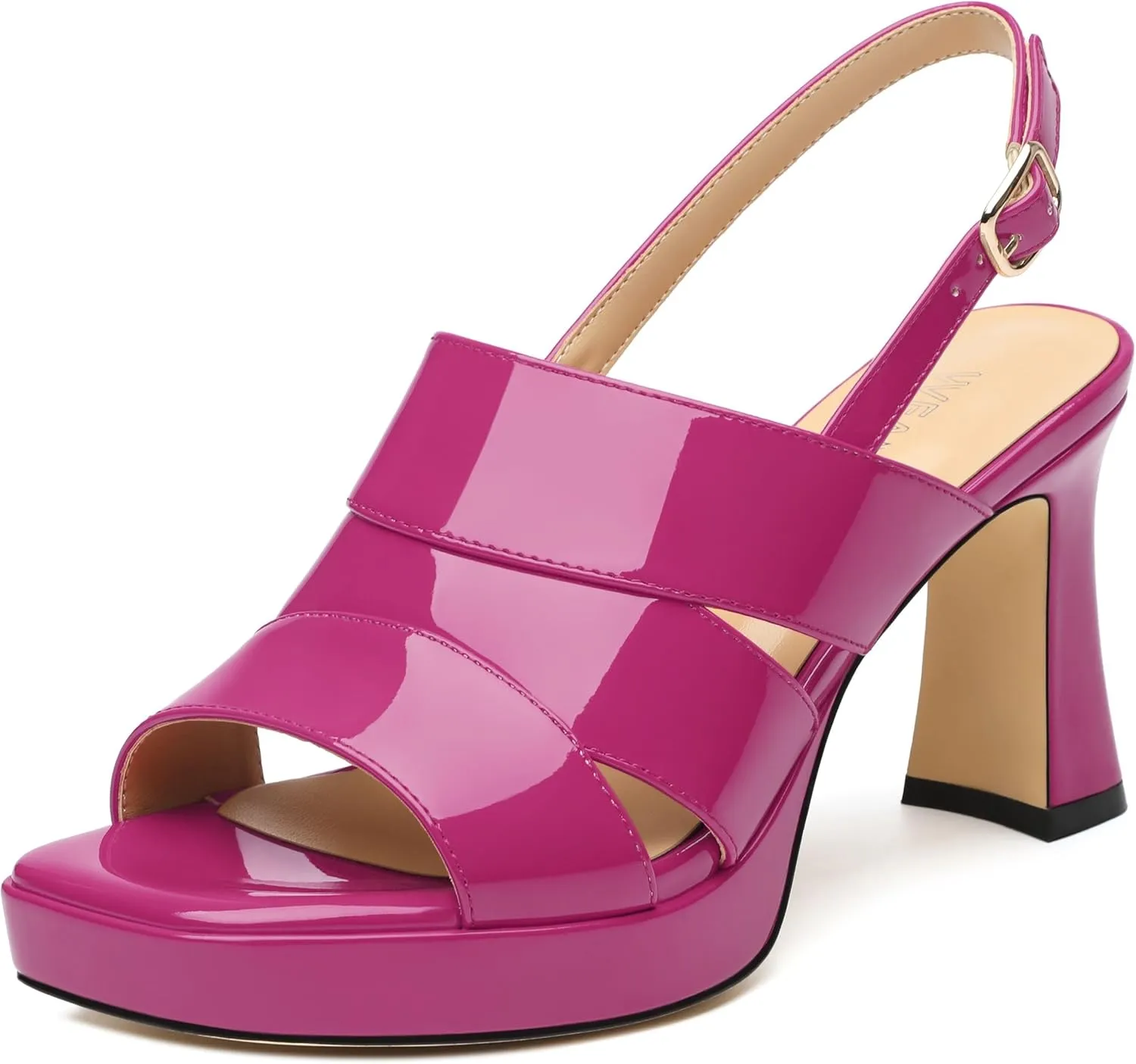 Womens Chunky Block Platform High Heels,Square Open Toe Strappy Heel Sandals for Women, Wedding Party Prom Fashion Slingback Dress Sandals
