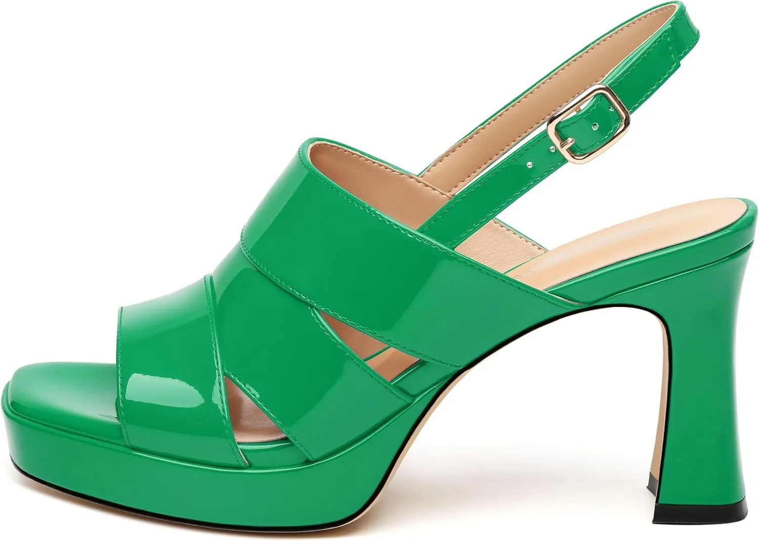 Womens Chunky Block Platform High Heels,Square Open Toe Strappy Heel Sandals for Women, Wedding Party Prom Fashion Slingback Dress Sandals