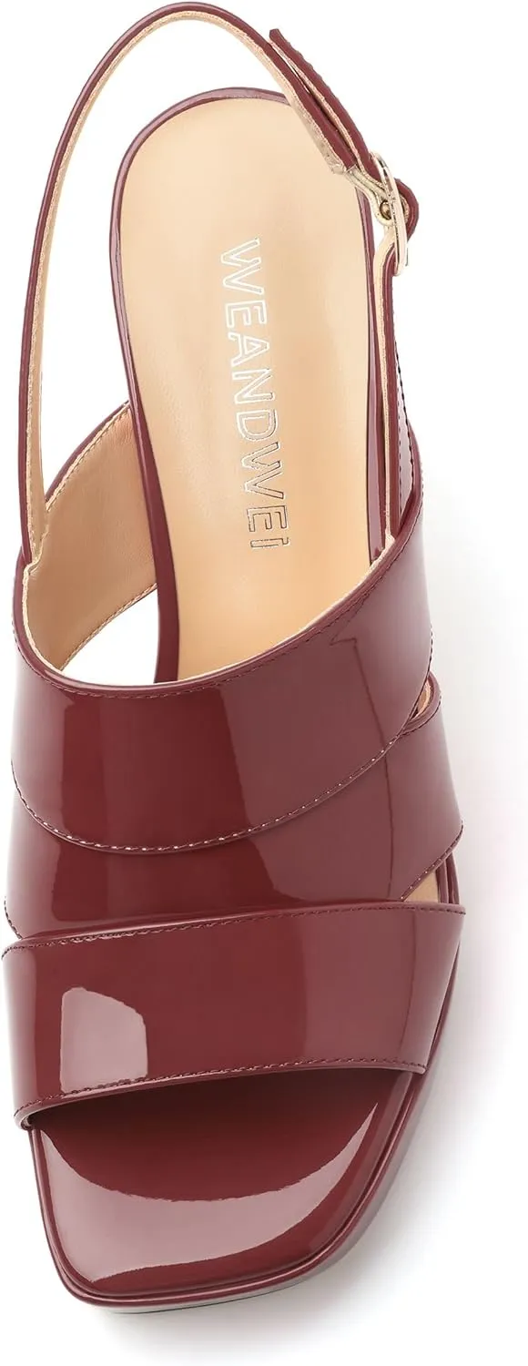 Womens Chunky Block Platform High Heels,Square Open Toe Strappy Heel Sandals for Women, Wedding Party Prom Fashion Slingback Dress Sandals