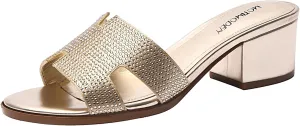Women's Chunky Open Toe Low Block Heels Kitten Dressy Heels for Women Low Heel Sandals for Women Summer Comfy Heels