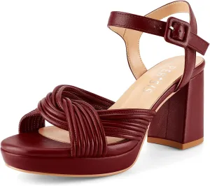 Women's Chunky Platform Heels Baby Pink Block Heeled Sandals Round Open Toe Comfy Bow Heels Slingback Sandal Wedding Party Shoes for Ladies Stylish Cute Summer