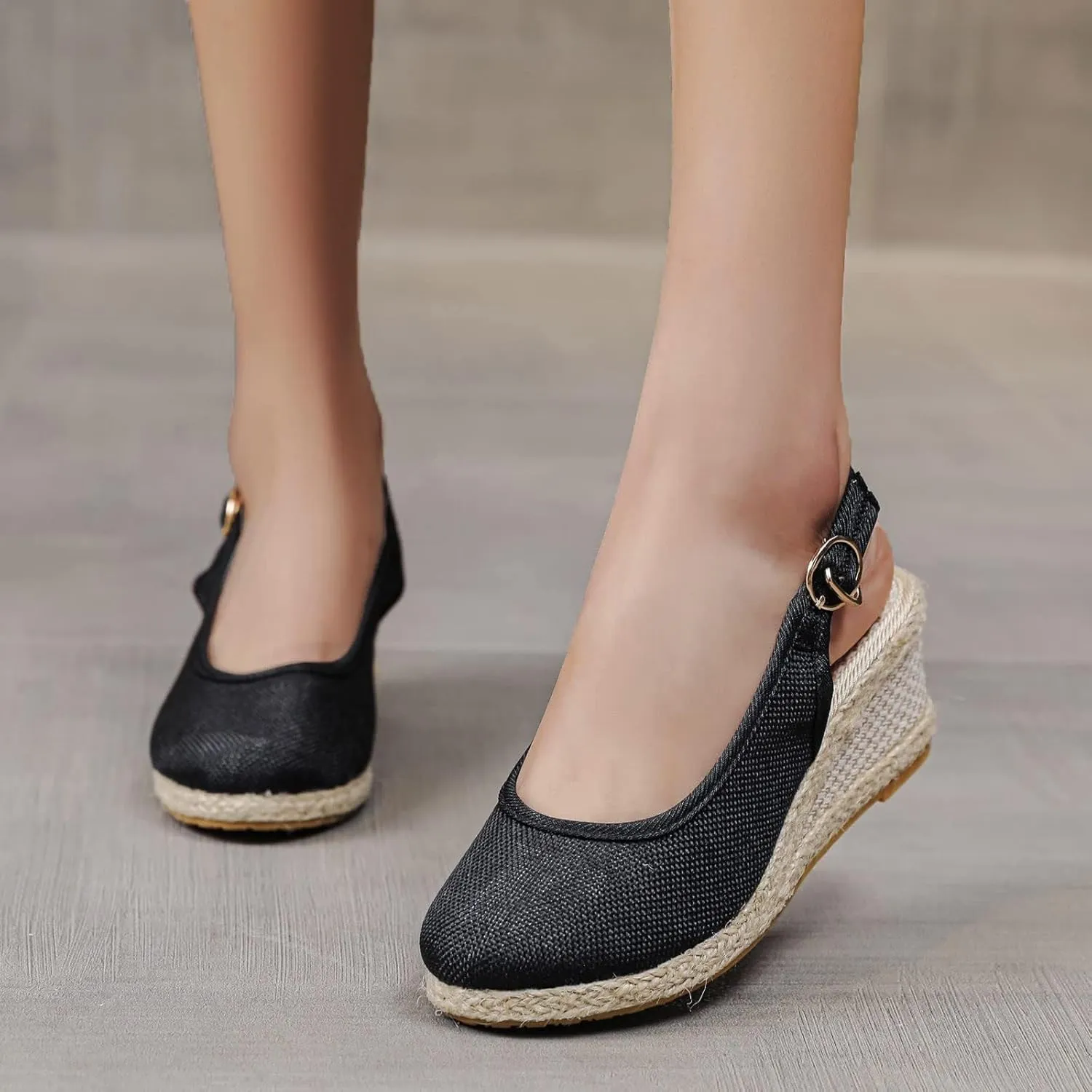 Womens Closed Toe Espadrille Wedge Heels Sandals 2025 Retro Casual Ankle Strap Platform Wedges Summer Canvas Wide Width Sandal Pumps Low Rounded Elegant Working Espadrilles Shoes Heel Sandals