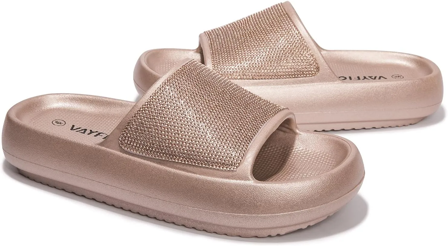 Women's Cloud Rhinestone Slide Sandals Platform Glitter Slides Slip On Shower Shoes Outdoor&Indoor House Slippers