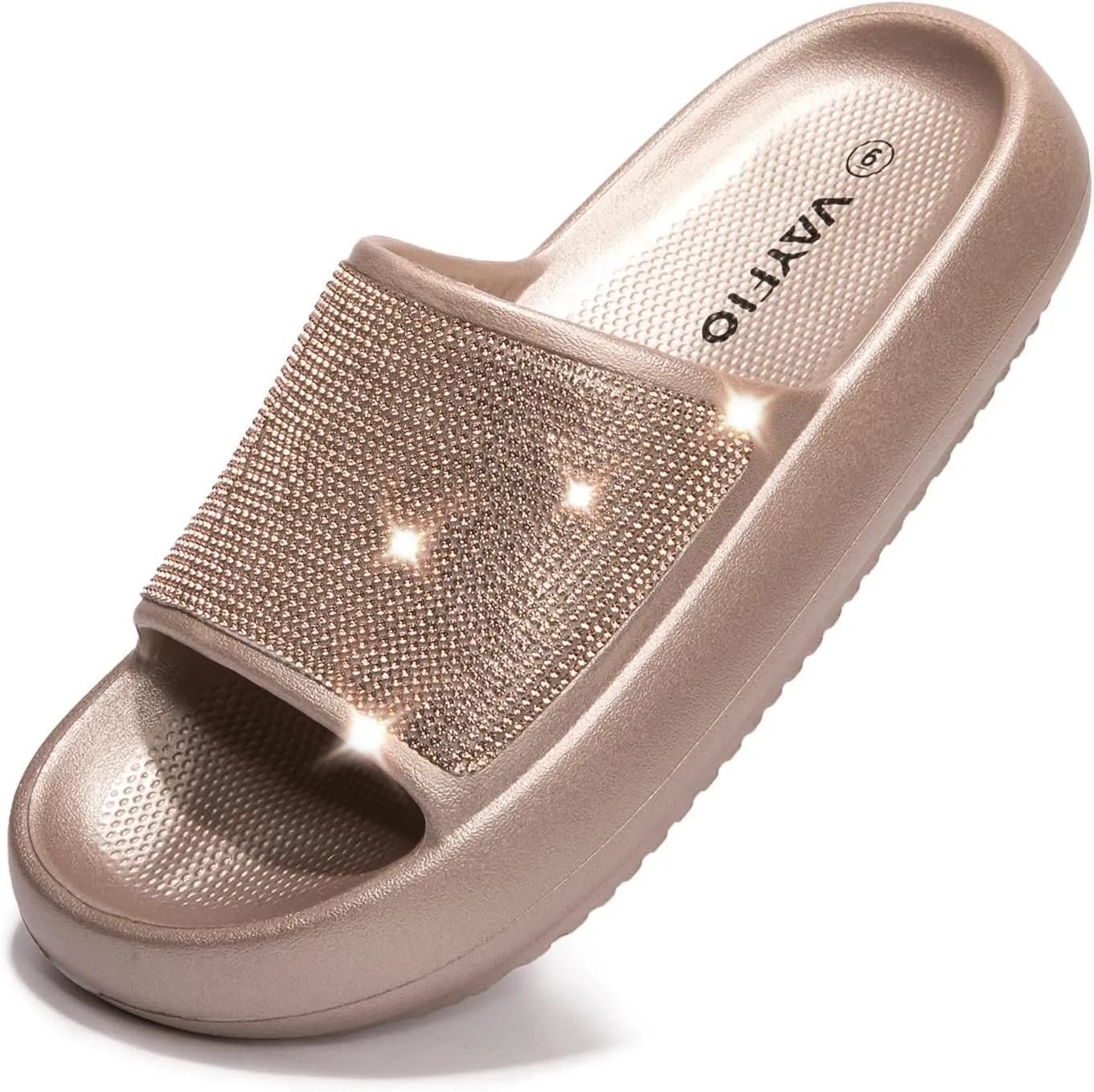 Women's Cloud Rhinestone Slide Sandals Platform Glitter Slides Slip On Shower Shoes Outdoor&Indoor House Slippers