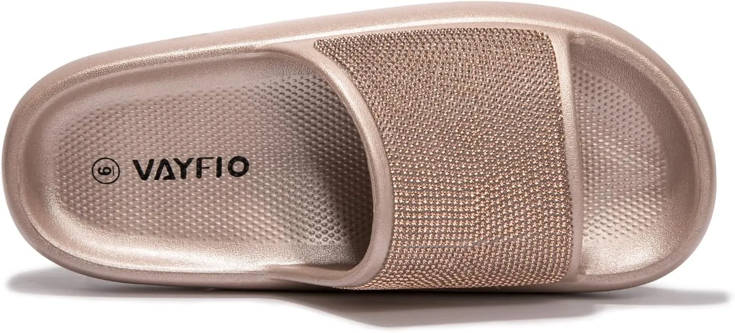 Women's Cloud Rhinestone Slide Sandals Platform Glitter Slides Slip On Shower Shoes Outdoor&Indoor House Slippers