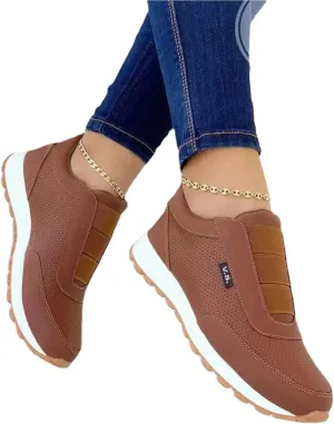 Womens Comfort Walking Shoes Loafers Lightweight Non Slip Breathable Athletic Casual Loafers Shoes Sneakers,Brown,37