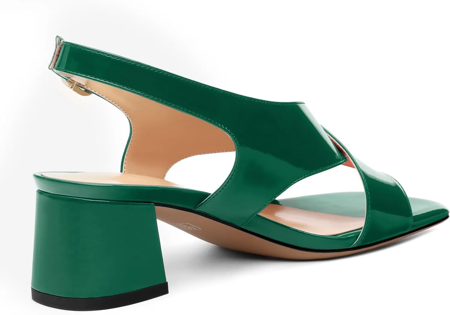 Women's Criss Cross Sandals Square Open Toe Block Chunky Low Heel Slingback Ankle Strap Adjustable with Buckle Patent Dating Fashion Dress Shoes 2 Inch