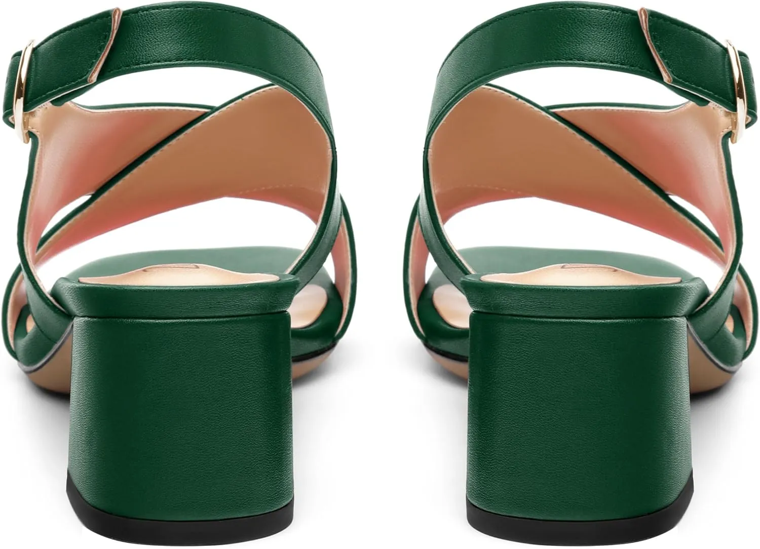 Women's Criss-Cross Strap Slingback Sandals Block Chunky Low Heels Square Open Toe Matte Comfort Casual Dress Shoes 2 Inch