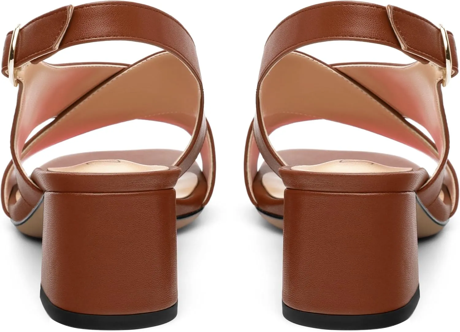 Women's Criss-Cross Strap Slingback Sandals Block Chunky Low Heels Square Open Toe Matte Comfort Casual Dress Shoes 2 Inch