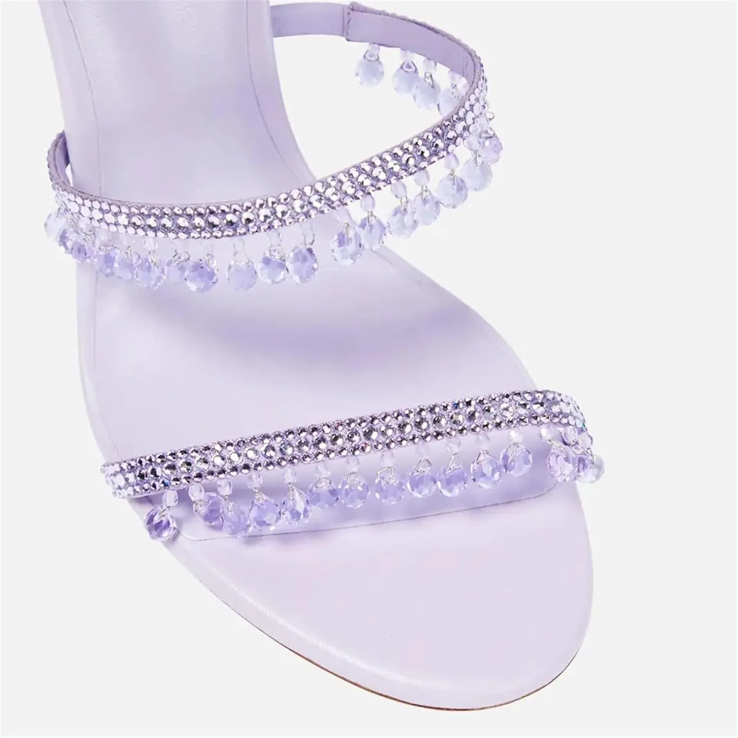 Women's Crystal Stiletto Heels Ankle Strap Sexy Open Toe High Heeled Sandals Wedding Prom Evening Pumps Shoes