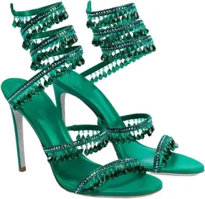 Women's Crystal Stiletto Heels Ankle Strap Sexy Open Toe High Heeled Sandals Wedding Prom Evening Pumps Shoes