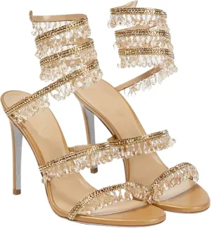 Women's Crystal Stiletto Heels Ankle Strap Sexy Open Toe High Heeled Sandals Wedding Prom Evening Pumps Shoes